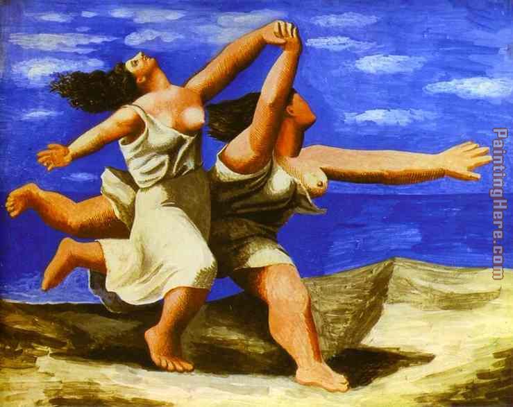 Two Women Running on the Beach The Race painting - Pablo Picasso Two Women Running on the Beach The Race art painting
